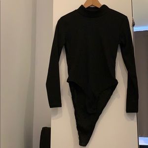 Black turtleneck bodysuit